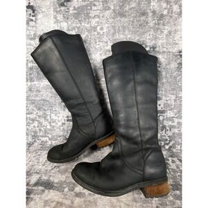 UGG Seldon Tall Riding Boots Women 9 Black Leather Back Zip Equestrian